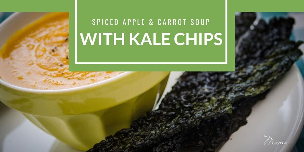 vegan soup with kale chips
