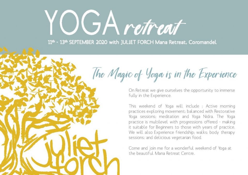 A promotional flier for Juliet Forch's Yoga Retreat